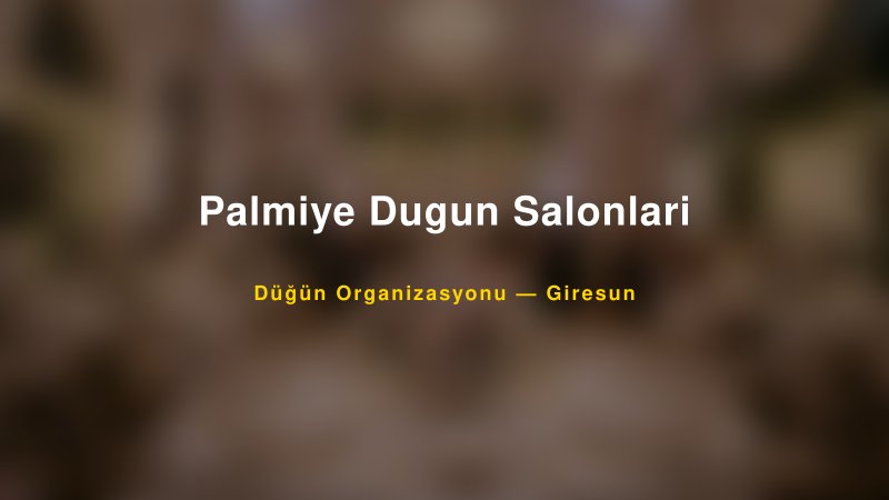 Palmiye Dugun Salonlari — Giresun Kır Düğünü Mekanı Rehberi